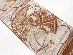 扇に向かい鶴・華紋模様織出し袋帯